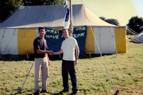 Marc alongside Jeremy Kaye on Gimmel Machane in 1998