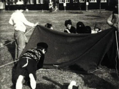 Putting up a tent in the summer of 1978